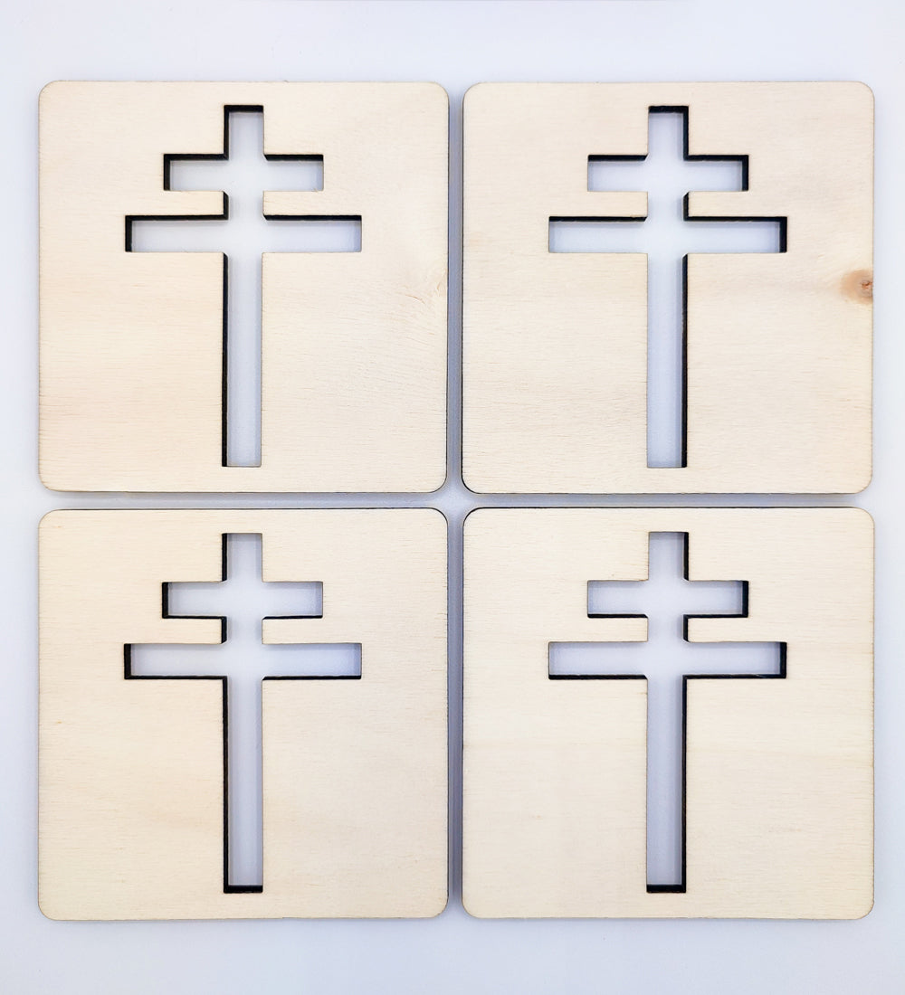 Set of 4 coasters Cross of Lorraine II
