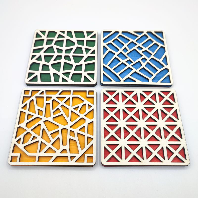 Set of 4 colorful geometric coasters