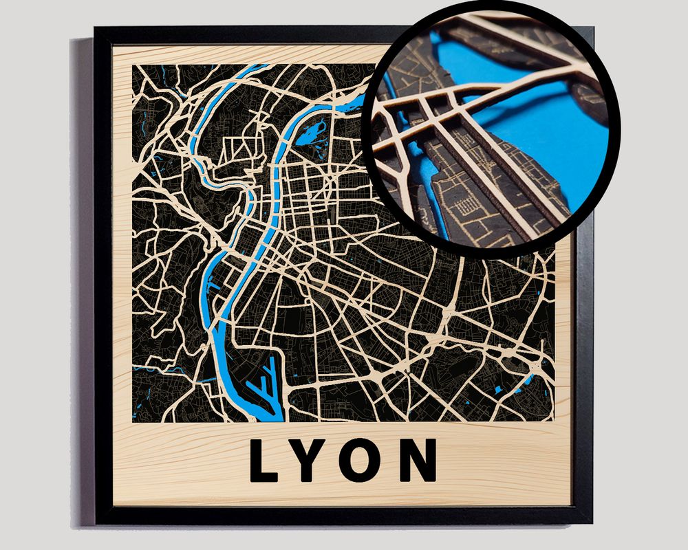 Lyon - Wooden map