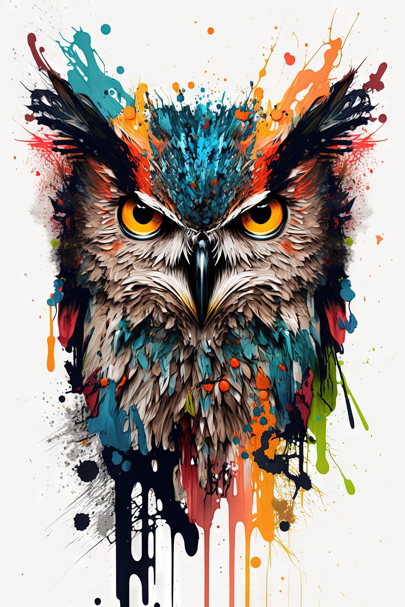 Owl IV - Splash Paint - Artwork