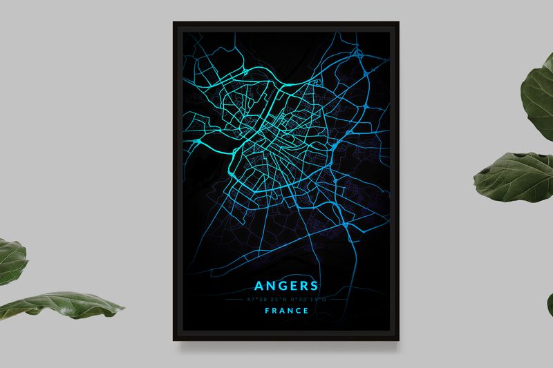 Angers - Blue Neon Map