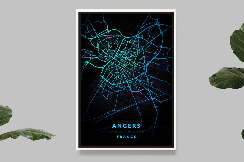 Angers - Blue Neon Map