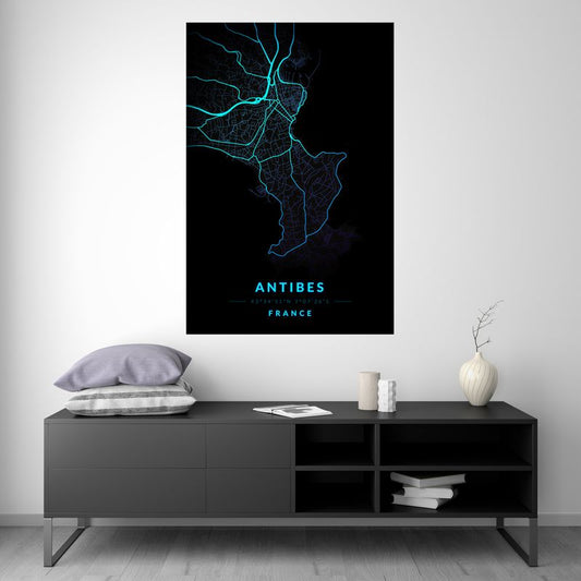 Antibes - Blue Neon Map