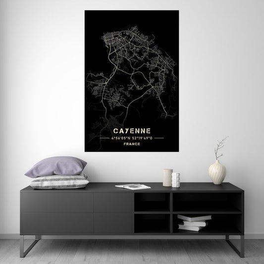 Cayenne - Black and White Map