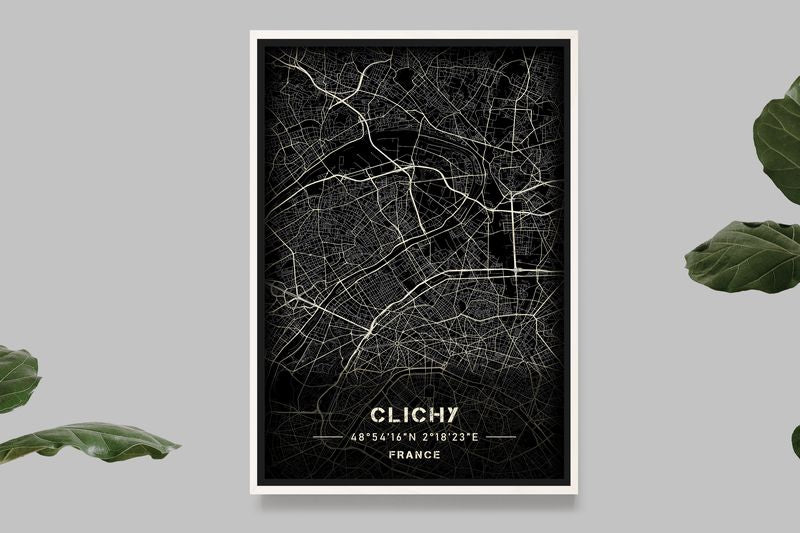 Clichy - Black and White Map