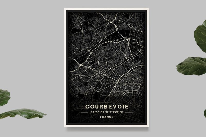 Courbevoie - Black and White Map