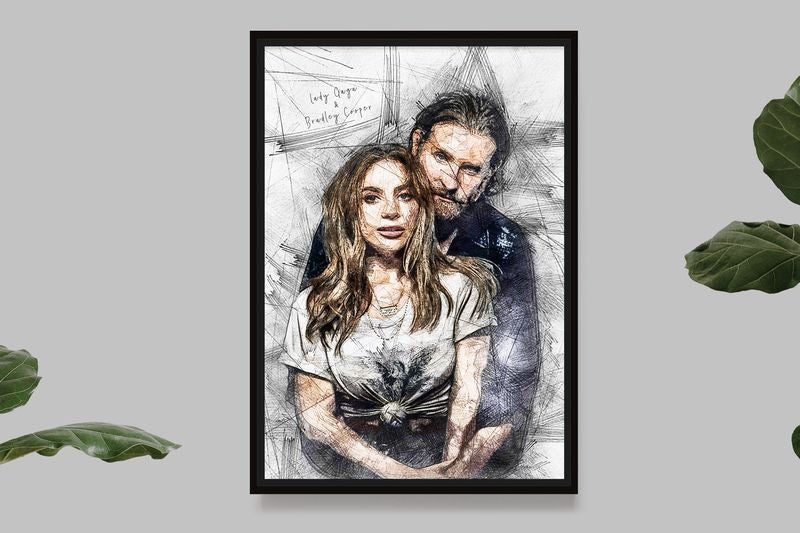 Lady Gaga and Bradley Cooper - Illustration