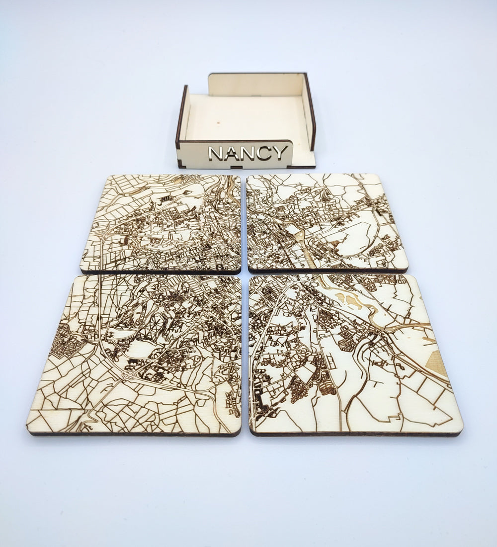 Set of 4 coasters from the city of Nancy in Meurthe-et-Moselle