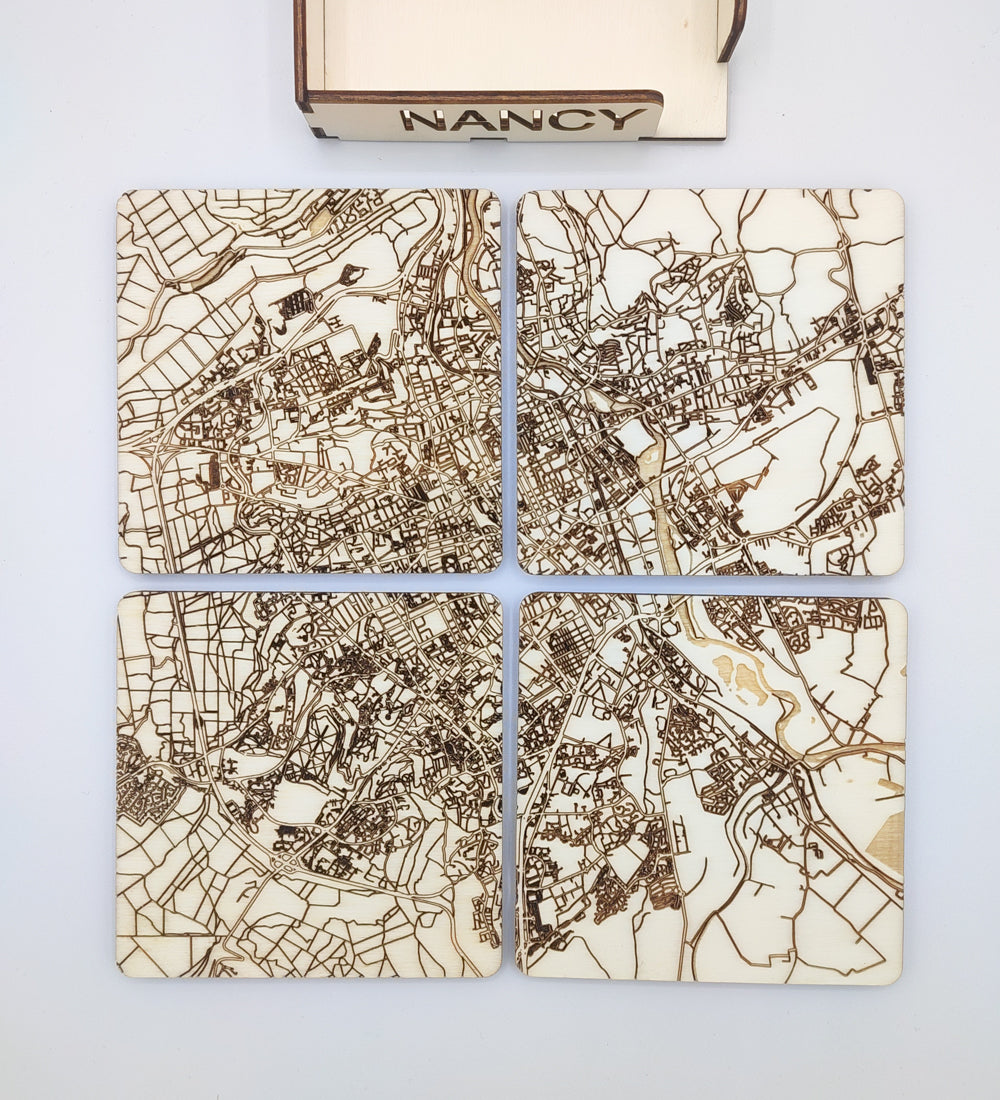 Set of 4 coasters from the city of Nancy in Meurthe-et-Moselle
