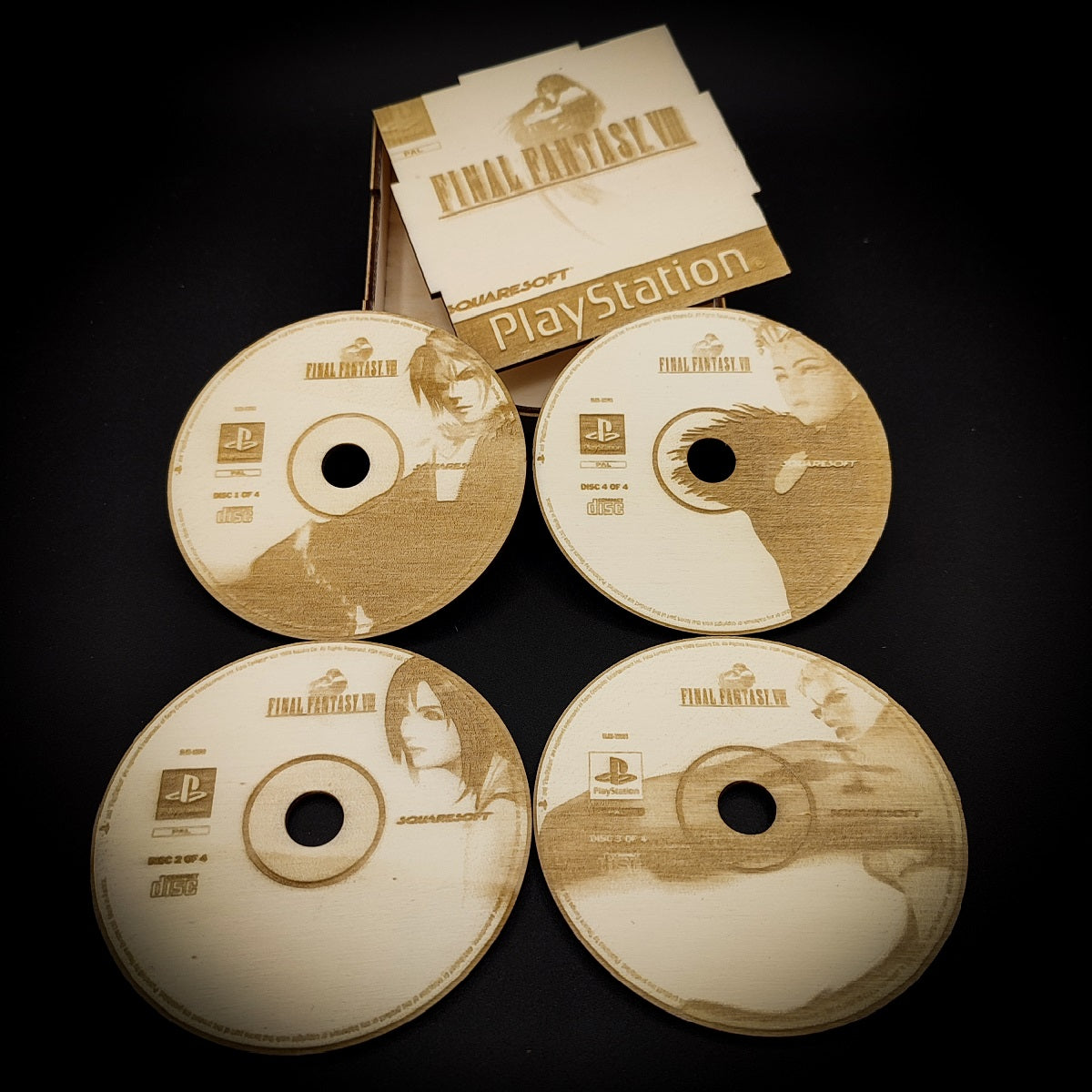 Set of 4 Final Fantasy 8 coasters with wooden box