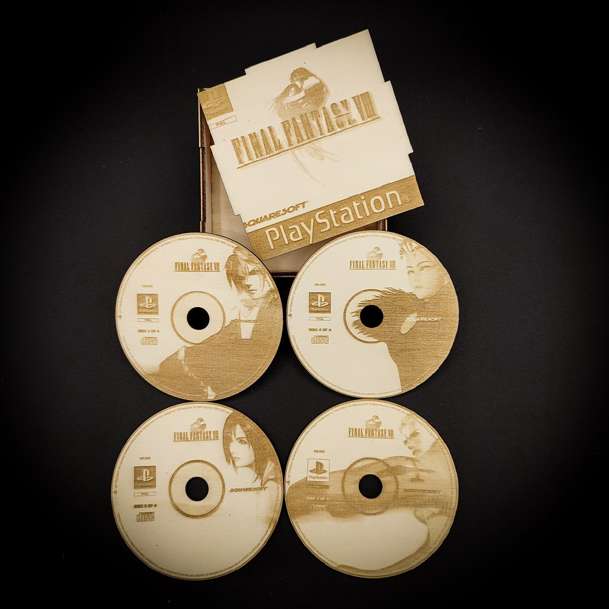 Set of 4 Final Fantasy 8 coasters with wooden box