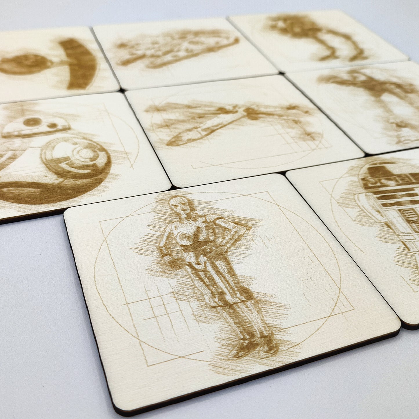 Set of 8 wooden Star Wars coasters