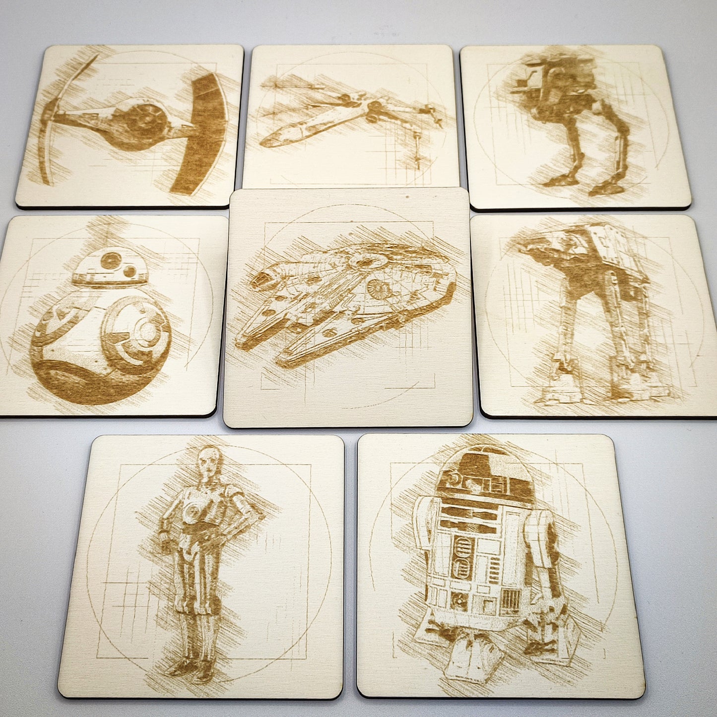 Set of 8 wooden Star Wars coasters