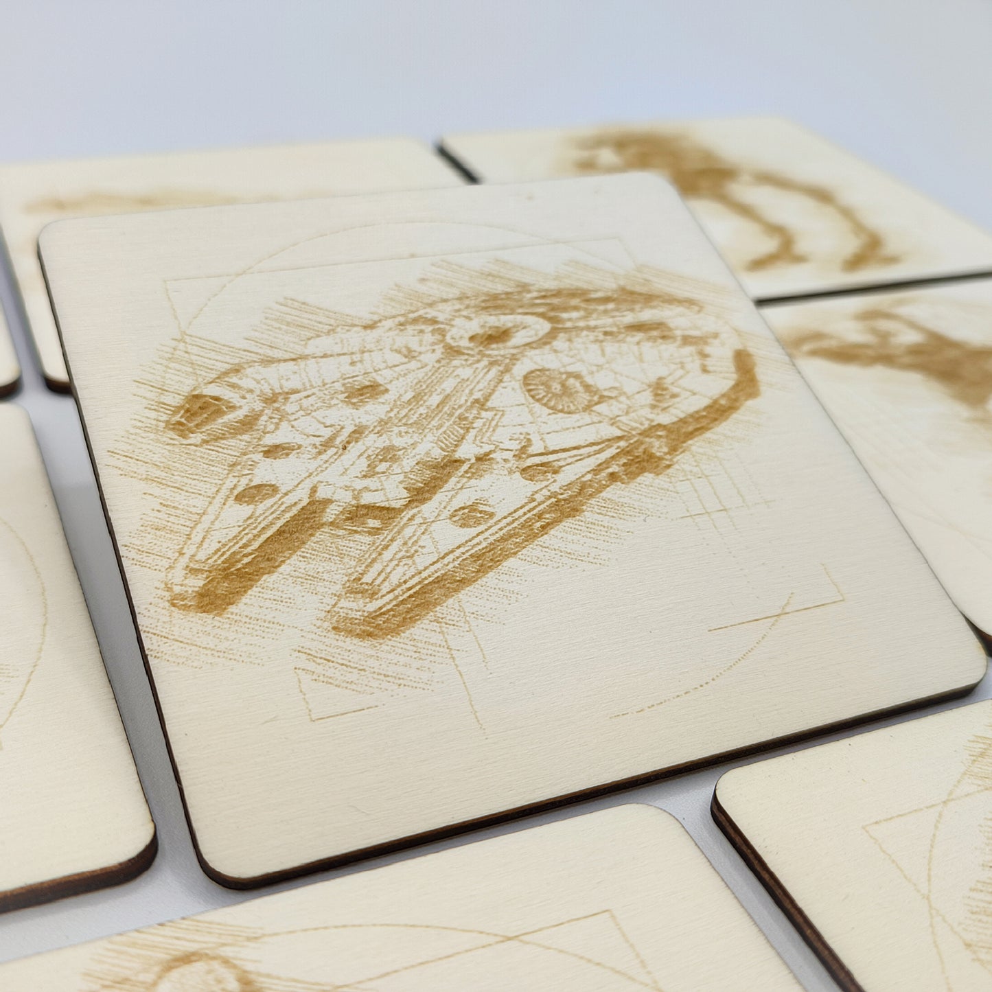 Set of 8 wooden Star Wars coasters