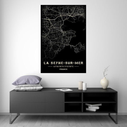 La Seyne-sur-Mer - Black and White Map