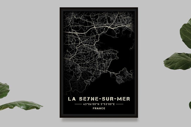 La Seyne-sur-Mer - Black and White Map