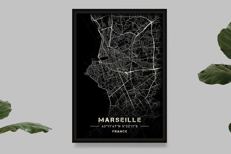 Marseille - Black and White Map