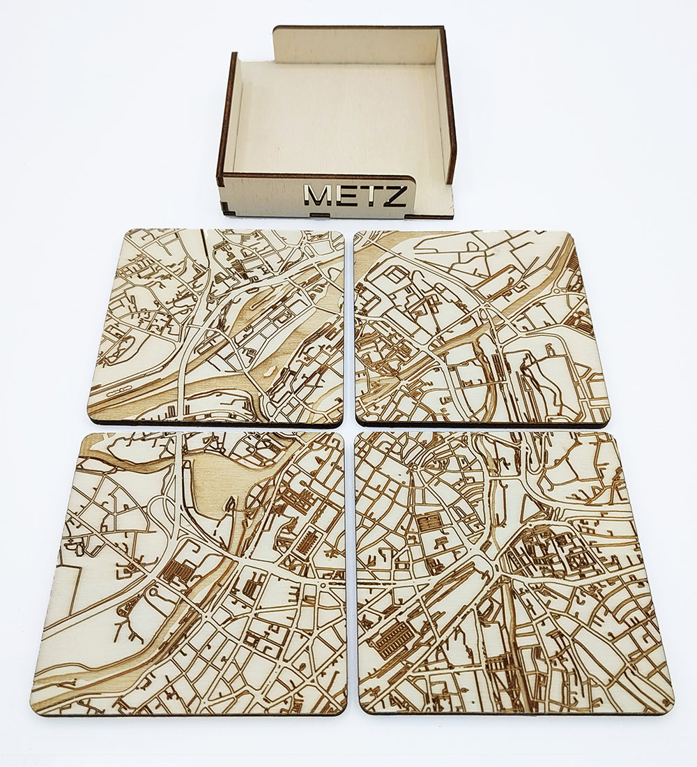 Set of 4 coasters from the city of Metz in Moselle