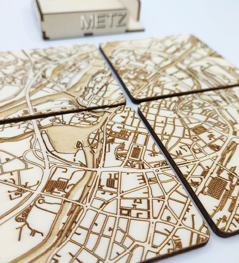 Set of 4 coasters from the city of Metz in Moselle