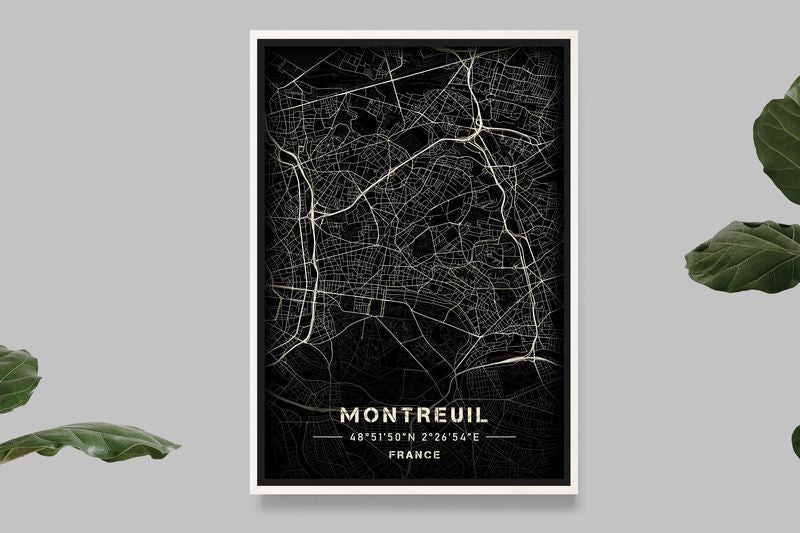 Montreuil - Black and White Map