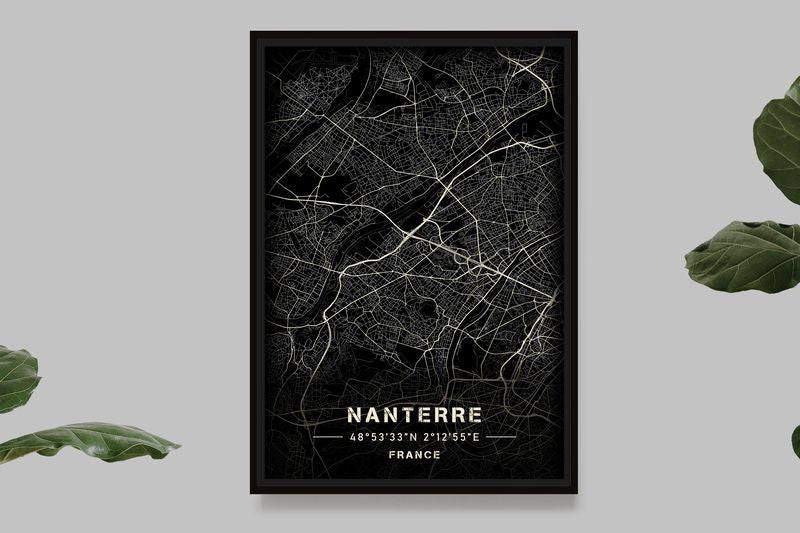 Nanterre - Black and White Map