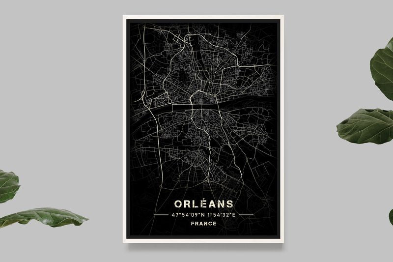 Orleans - Black and White Map