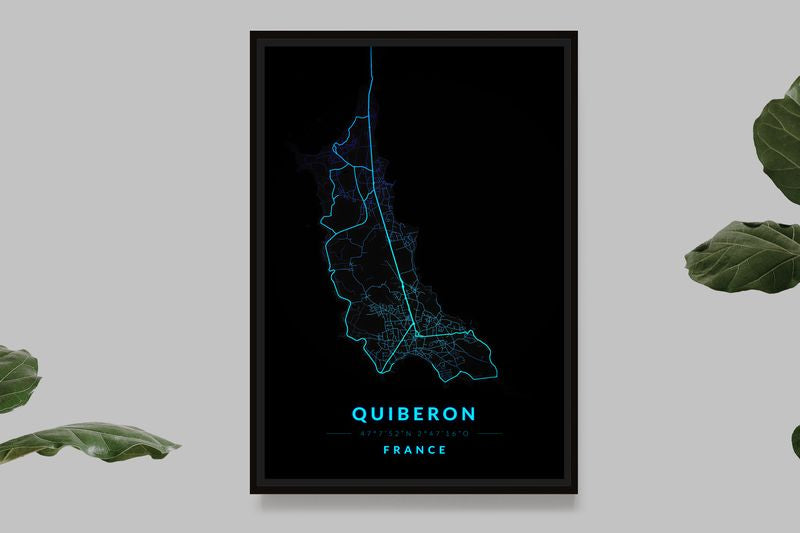 Quiberon - Blue Neon Map