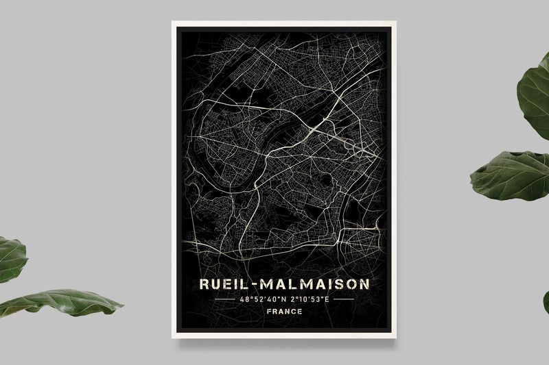 Rueil-Malmaison - Black and White Map