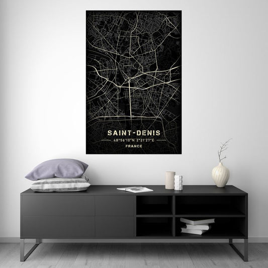 Saint-Denis - Black and White Map