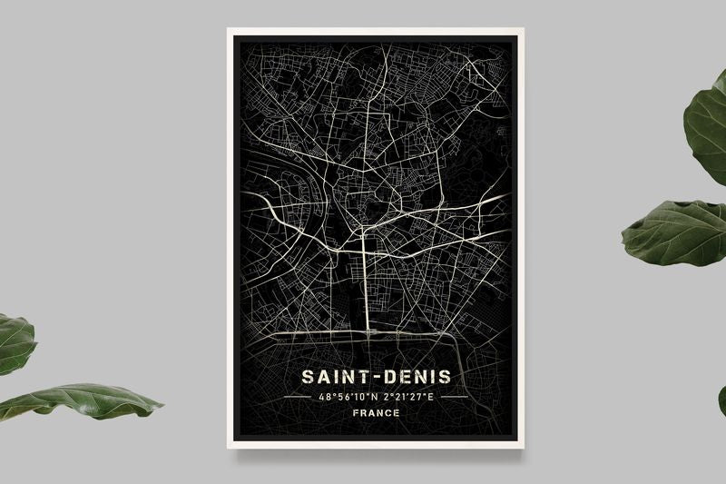 Saint-Denis - Black and White Map
