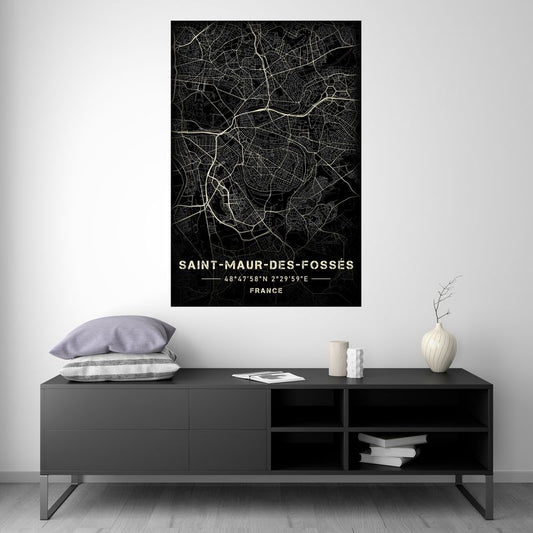 Saint-Maur-des-Fossés - Black and White Map