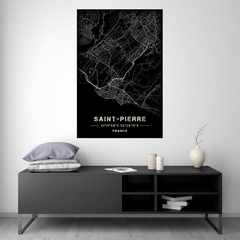 Saint-Pierre - Black and White Map