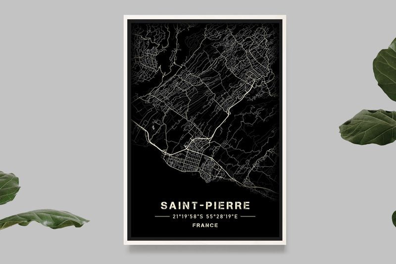 Saint-Pierre - Black and White Map
