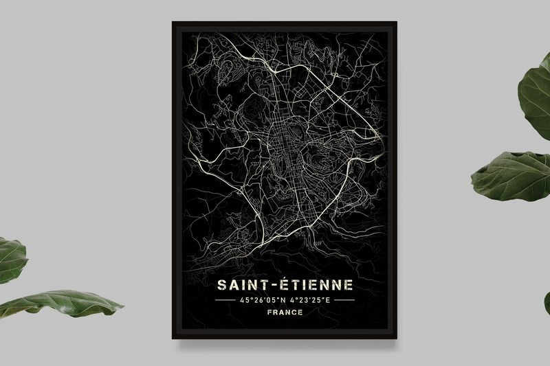 Saint-Etienne - Black and White Map