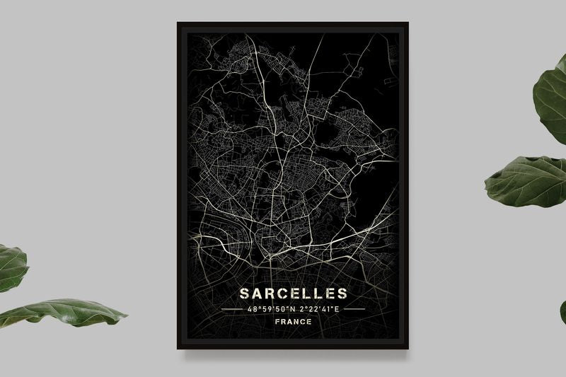 Sarcelles - Black and White Map