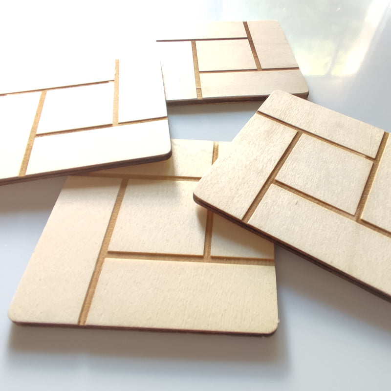 Set of 4 coasters model 4 lines in wood