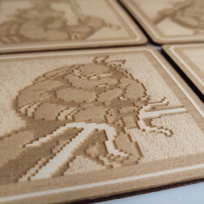 Coasters ninja turtles 8 bit retro wooden SNes Pixel Art