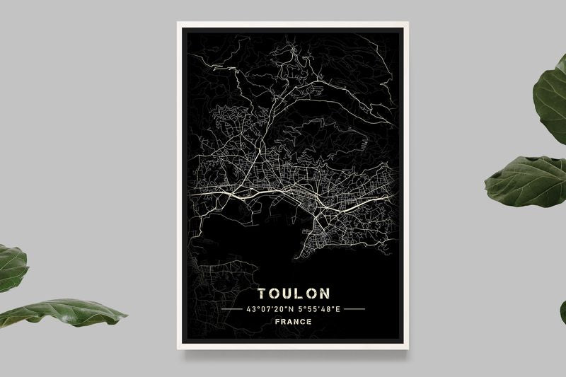 Toulon - Black and White Map