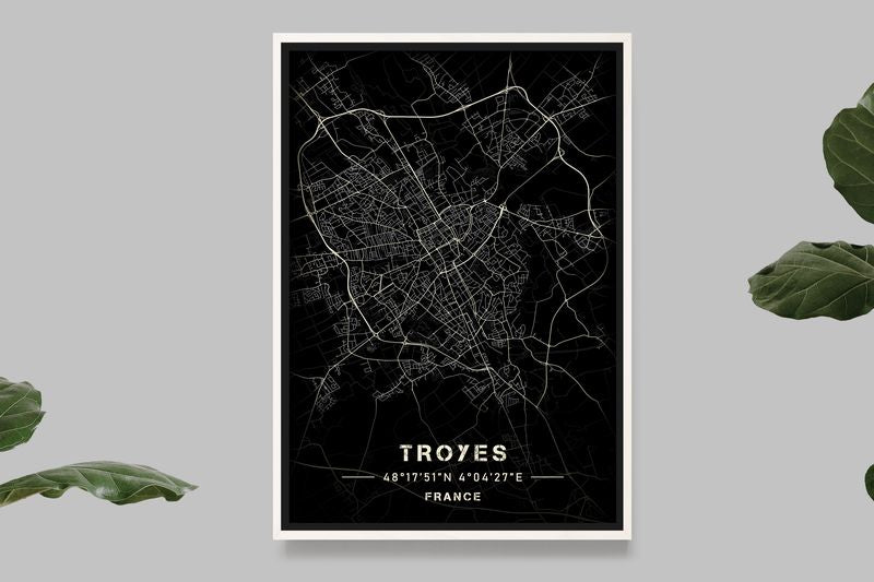 Troyes - Black and White Map