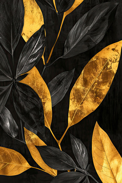 Beautiful arrangement of golden and black leaves