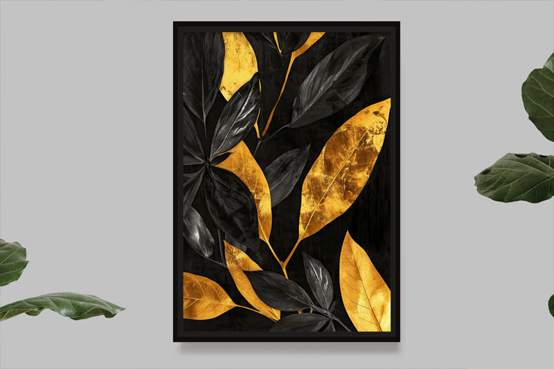 Beautiful arrangement of golden and black leaves