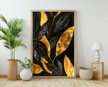 Beautiful arrangement of golden and black leaves