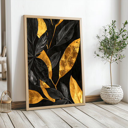 Beautiful arrangement of golden and black leaves