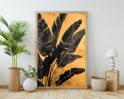 Bold black tropical leaves