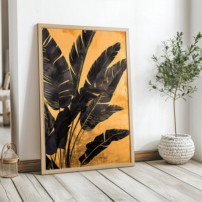 Bold black tropical leaves