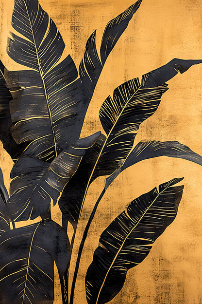 Elegant black and gold botanical artwork