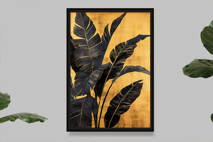 Elegant black and gold botanical artwork