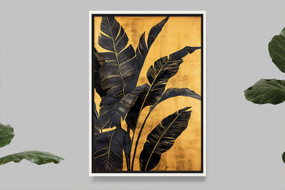 Elegant black and gold botanical artwork