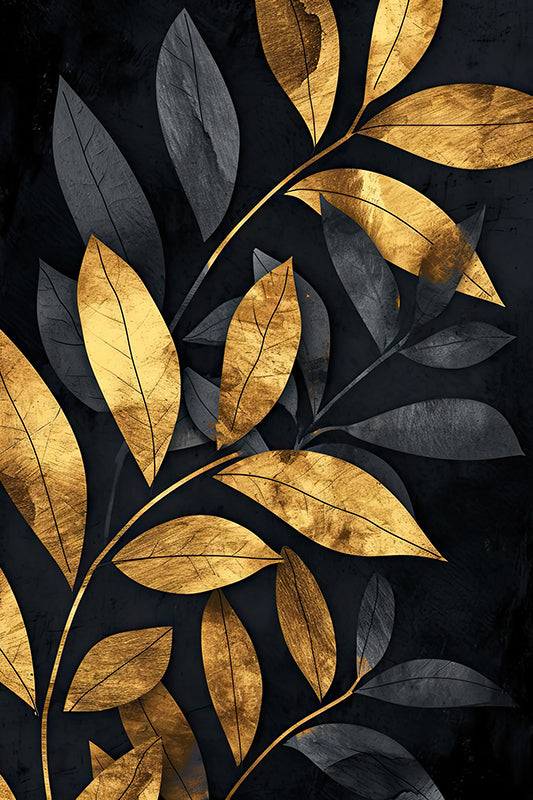 Elegant design featuring black and gold leaves