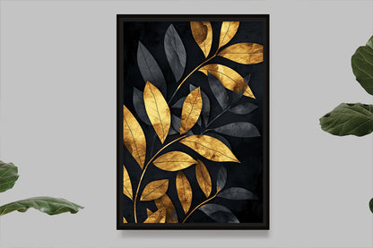 Elegant design featuring black and gold leaves